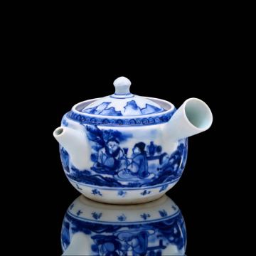 三兵衛 造 横手急須 染付 茶器 煎茶道具 茶道具 京焼 湯冷まし 茶注 時代物 在銘