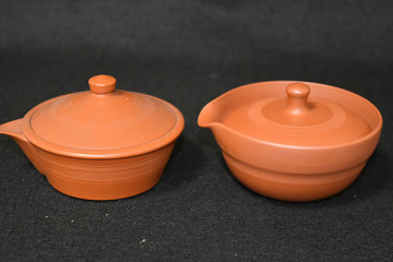 【光成】煎茶道・常滑焼「吉川雪堂・朱泥宝瓶」「清水北條・朱泥宝瓶」2点無傷・未使用