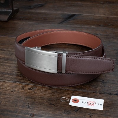 無段階調整【本革】～124cm 穴無し ビジネス フォーマル メンズ ベルト フリーサイズ 新品 未使用 送料無料 1円 茶 ブラウン 田中革具