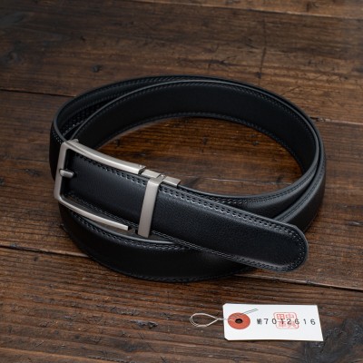 無段階調整【本革】～121cm 穴無し ビジネス フォーマル メンズ ベルト フリーサイズ 新品 未使用 送料無料 1円 黒 ブラック 田中革具