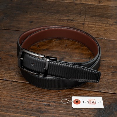 リバーシブル【ブラックバックル】イタリアンレザー 本革 メンズ ベルト ビジネス カジュアル 新品 未使用 送料無料 1円 茶黒 田中革具