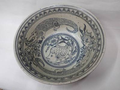 ガンダーラ　タイ　　スコータイ 魚草文大鉢
