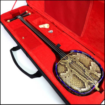 【騰立】美品 沖縄三線 本蛇皮 蛇味線 三線 弦楽器■1066-2