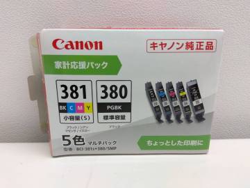 PC祭 キャノン 家計応援パック 5色マルチパック(イエロー使用済）380PGBK 381 BK C M キャノン純正品 取付期限 2026.11 未使用 長期保管品