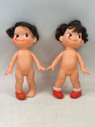 当時物　不二家　きせかえペコちゃん　ソフビ人形　昭和レトロ　ヴィンテージ玩具　22㎝　2体まとめて　日本製