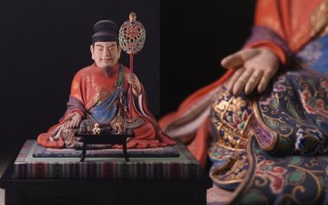 &nabla;花&nabla;明治時代の彫刻家【林美雲】謹刻 木彫極彩色聖徳太子御像 昭和二年高村光雲識箱入 小山家旧蔵品 パリ万国博受賞の偉大な名匠