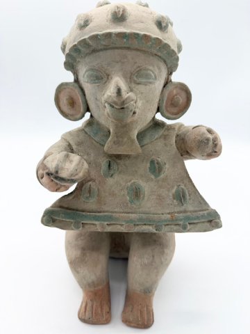 F【某博物館展示品】エクアドル 紀元前後 ハマコアケ文化期 遺跡発掘品 現地 当時物 粘土擬人化 アンデス文明 土人形 人物像 民族像 古美術