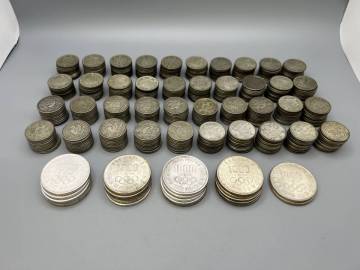 M10☆ 約2.38kg 額面62000円 / 1000円銀貨 / 100円銀貨 東京オリンピック 鳳凰 稲穂 古銭 まとめ売り 現状渡し 1円〜
