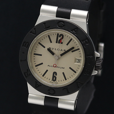 1円 稼働 ブルガリ アルミニウム AL32A QZ シルバー文字盤 メンズ腕時計 3546400 12APT MTY