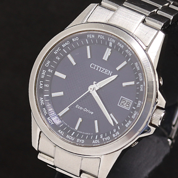 1円 稼働 シチズン エコドライブ H419-S104858 電波ソーラー ブルー文字盤 メンズ腕時計 0583000 1JWT MTY