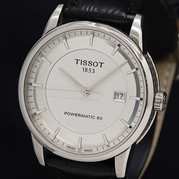 1円 稼働 良品 ティソ AT/自動巻 パワーマティック80 T086407A シルバー文字盤 デイト 裏スケ メンズ腕時計 2000000 1JWY TAM
