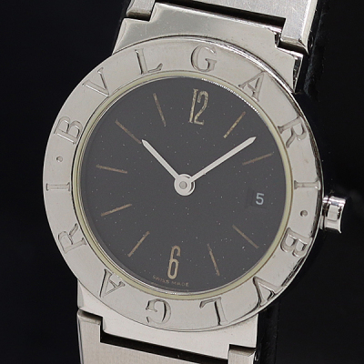 1円 稼働 ブルガリ ブルガリブルガリ BB26SS QZ ブラック文字盤 デイト レディース腕時計 2000000 1BGY TAM