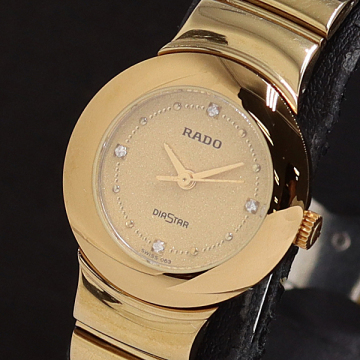 1円 稼働 ラドー205.0289.3 ダイヤスター QZ ゴールド文字盤 レディース腕時計 5105100 1BGT MTY