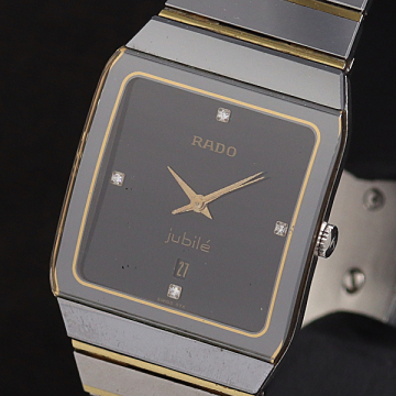 1円 稼働 ラドー ジュビリー 129.0266.3 4Pダイヤ QZ ブラック文字盤 メンズ 腕時計 2000000 1JWY MTY