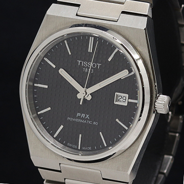 1円 稼動 良品 箱/保付 ティソ AT/自動巻 T137407A PRX パワーマティック80 デイト 黒文字盤 メンズ腕時計 4262500 2ANT IKE