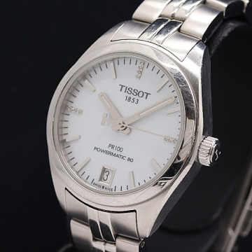 1円 稼働 良品 ティソ T-Classic PR100 PowerMatic 80 T101.207.11.116.00 AT/自動巻 シェル文字盤 レディース腕時計 2000000 2NBG KMT