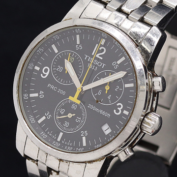 1円 稼働 ティソ T461 QZ ブラック文字盤 メンズ腕時計 2000000 2NBG MTY