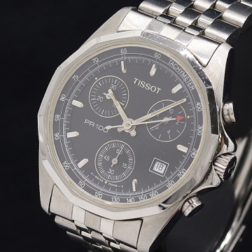 1円 稼働 ティソ P372/472 QZ ブラック文字盤 メンズ腕時計 2000000 2NBG MTY