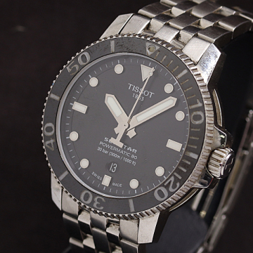 1円 稼働 良品 箱/保付 ティソ シースター1000 T120.407.11.051.00 GA1VFMS1X SS AT/自動巻 ブラック文字盤 メンズ腕時計 2258300 2OKT KMT