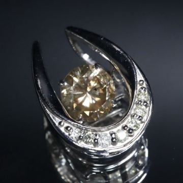 K18WG!!0.70/0.05ct!!■天然ダイヤモンドペンダントトップ■F 約1.4g diamond necklace jewelry ネックレス ブラウン ダンシング EC2/ U617