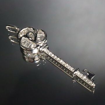 K18WG!!0.30ct!!■天然ダイヤモンドペンダントトップ■F 約1.3g diamond necklace jewelry ネックレス ジュエリー 鍵 EB7/EB9 U622