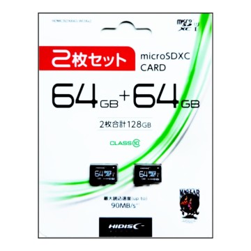 microSDXC64GBメモリーカード（HI-DISC）HDMCSDX64G-WOAx2 【1円スタート出品・新品・送料無料】