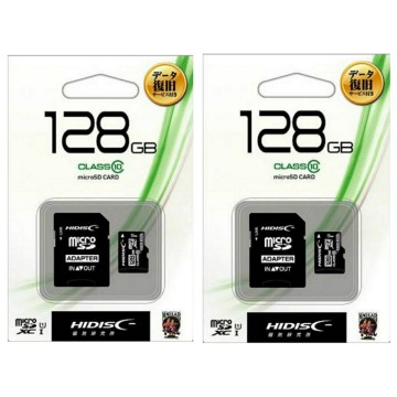 microSDXC128GBメモリーカード（HI-DISC）二個セットHDMCSDH 128GCLIODS【1円スタート出品・新品・送料無料】