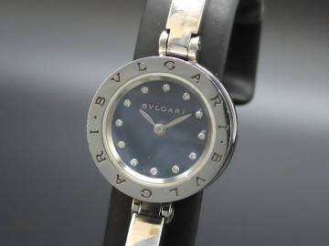 1円～! 稼動品★正規品 BVLGARI ブルガリ ビーゼロワン BZ23S ブルーシェル 12Pダイヤ 箱 保証書 純正ブレス レディース腕時計 SSCLG23