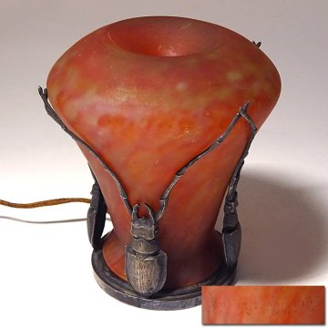 慶應◆本物保証【Daum Nancy ドーム・ナンシー(ドーム兄弟)】作 ヴィトリフィカシオン彩ガラスナイトランプ クワガタ装飾スタンド