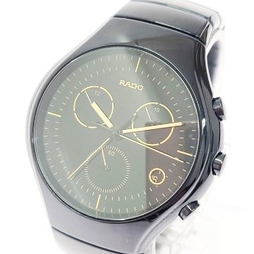 【1円スタート】【訳あり品】RADO ラドー 541.0814.3 トゥルー クロノグラフ セラミック ブラック文字盤 クオーツ メンズ腕時計 552538