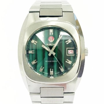 【1円スタート】【訳あり品】RADO ラドー SCHEIDEGG シャイデック カットガラス SS グリーン系文字盤 自動巻き メンズ腕時計 552719