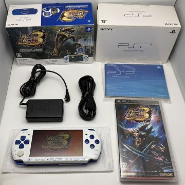 【動作良好 希少】PSP 本体 新米ハンターズパック ホワイト ブルー PSPJ-30021★1円スタート SONY モンハン モンスターハンター3rd レア