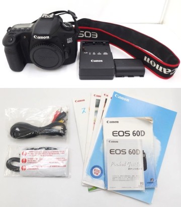 ★動作品★Canon キャノン EOS60D デジタル一眼レフカメラ ボディ　充電器、バッテリー&times;1、取扱説明書 など