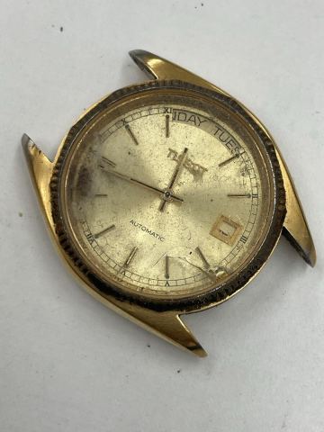 13.不動品・竜頭欠品・TISSOT ティソ Seaster シースター 自動巻き デイデイト ゴールドカラー メンズ 腕時計//JI220