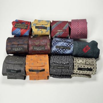 1円〜 GUCCI グッチ ネクタイ アスコットタイ 12本セット 総柄 シルク ハイブランドネクタイ イタリア製