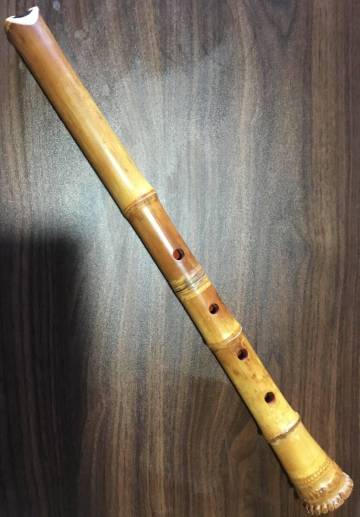 尺八　仙秋(三代西田露秋)銘1尺9寸管　都山流唄口　中継ぎ藤巻銀線
