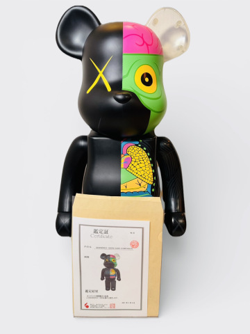 1円～スタート！【鑑定書付】BE@RBRICK KAWS DISSECTED COMPANION 1000% BLACK 2010 世界500体限定