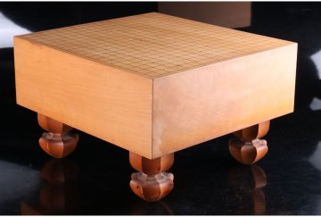 [URA]本榧製足付19路碁盤/厚み15.5cm/約14.5kg/4-g9-30　(検索)■骨董/囲碁/将棋/碁笥/碁石/カヤ/榧