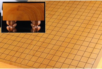 [URA]本榧製足付19路碁盤/厚み17.7cm/約19kg/4-g8-182　(検索)■骨董/囲碁/将棋/碁笥/碁石/カヤ/榧