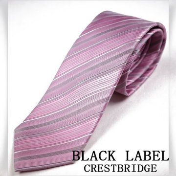 新品1円～★定価1.6万 BLACK LABEL ブラックレーベル クレストブリッジ 日本製 シルク絹100%ネクタイ ストライプ 正規店本物◆6342◆