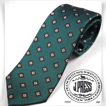 新品1円～★定価1.4万 J.PRESS ジェイプレス 日本製 シルク絹100％ ネクタイ ハンドメイド 織柄 小紋柄 本物 ◆6357◆