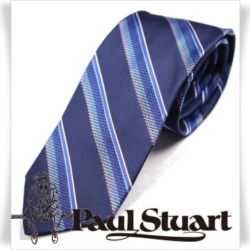 新品1円～★定価1.7万 PaulStuart ポールスチュアート 日本製 シルク絹100％ネクタイ 織柄 ネイビー 本物 ◆6374◆