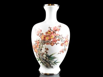 【雲】某収集家買取品 銅製 梅文七宝花瓶 高さ30.5cm 古美術品(花器花入安藤七宝店中国朝鮮美術)CY3793 OTD2f4as