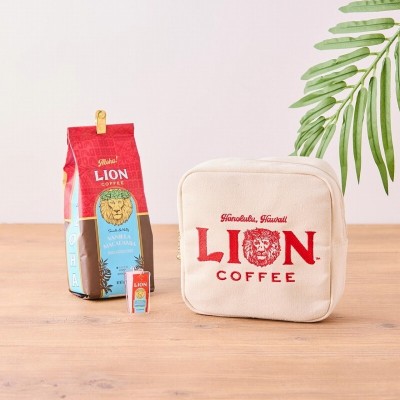 - 80 LION COFFEE [ライオンコーヒー]ポーチとクリップ2点セット 送料180円