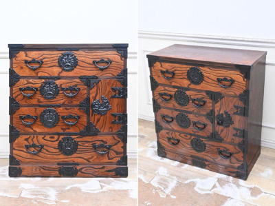 QK00 和家具のトップメーカー 匠の高級家具 岩谷堂 けやき 欅 整理タンス 衣装箪笥 重厚金具 時代箪笥