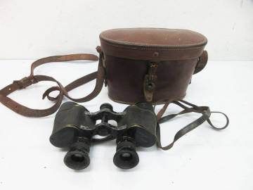 G9959【双眼鏡】E KRAUSS PARIS STEREO 12&times;★レトロ ビンテージ★レザーケース付き★現状品★