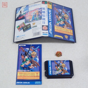 1円〜 動作保証品 MD メガドライブ ドラゴンスレイヤー 英雄伝説II 日本ファルコム セガ Falcom SEGA 箱説/ピンバッジ付【10