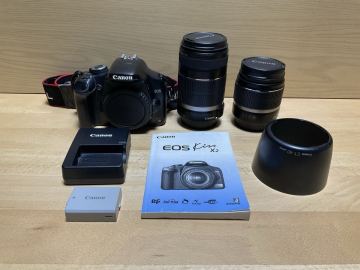 1円スタート　Canon キャノンEOS Kiss X2 デジタル一眼レフ ダブルズームセット EF-S18-55mm / 55-250mm IS中古