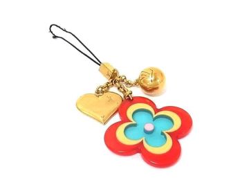1円 LOUIS VUITTON ルイヴィトン M65728 アクセソワール テレフォンヌ キャンディ 携帯ストラップ キーホルダー チャーム レッド系 BP8536