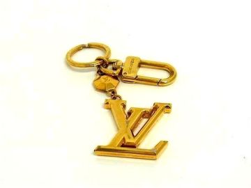 1円 LOUIS VUITTON ルイヴィトン M65216 ポルト クレ LV ファセット バッグチャーム キーリング キーホルダー ゴールド系 FV9148